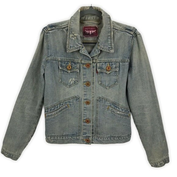 womens long distressed denim jacket